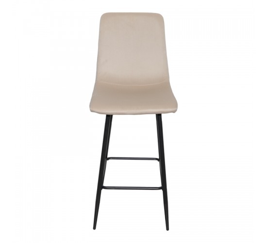 Σκαμπό μπαρ Grato ύφασμα μπεζ-πόδι μαύρο μεταλλικό 43.5x55x114εκ Υλικό: FABRIC - METAL 029-000411