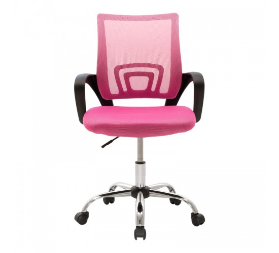 Καρέκλα γραφείου Berto II με ανάκλιση ύφασμα mesh σε ροζ απόχρωση 60x48x85-95εκ Υλικό: MESH FABRIC - METAL LEGS - PP 029-000414