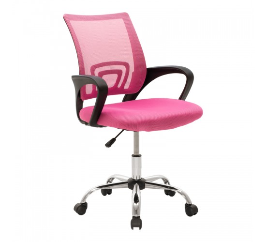 Καρέκλα γραφείου Berto II με ανάκλιση ύφασμα mesh σε ροζ απόχρωση 60x48x85-95εκ Υλικό: MESH FABRIC - METAL LEGS - PP 029-000414