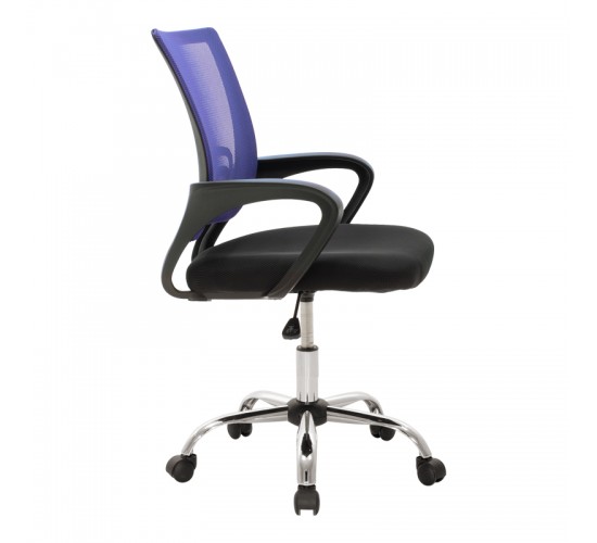 Καρέκλα γραφείου Berto II με ανάκλιση ύφασμα mesh σε μπλε-μαύρη απόχρωση και βάση χρωμίου 60x48x85-95εκ Υλικό: MESH FABRIC - METAL LEGS - PP 029-000415