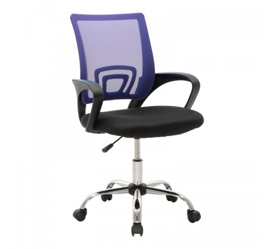 Καρέκλα γραφείου Berto II με ανάκλιση ύφασμα mesh σε μπλε-μαύρη απόχρωση και βάση χρωμίου 60x48x85-95εκ Υλικό: MESH FABRIC - METAL LEGS - PP 029-000415
