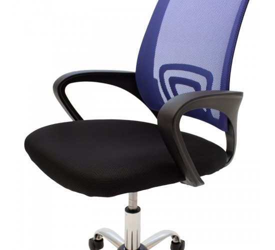 Καρέκλα γραφείου Berto II με ανάκλιση ύφασμα mesh σε μπλε-μαύρη απόχρωση και βάση χρωμίου 60x48x85-95εκ Υλικό: MESH FABRIC - METAL LEGS - PP 029-000415