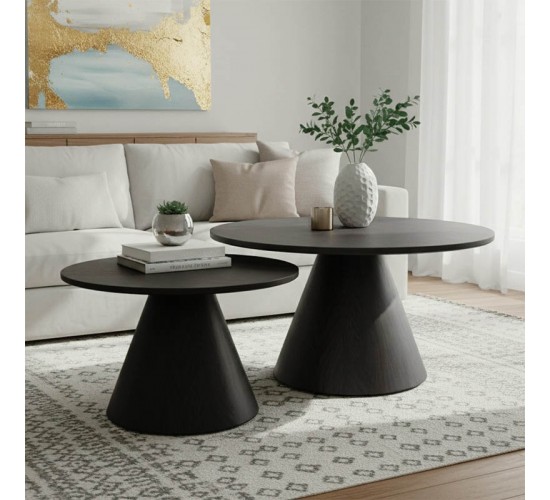 Tραπέζια σαλονιού Donda  mdf σετ 2τεμ. μαύρο Υλικό: MDF covered paper 029-000422