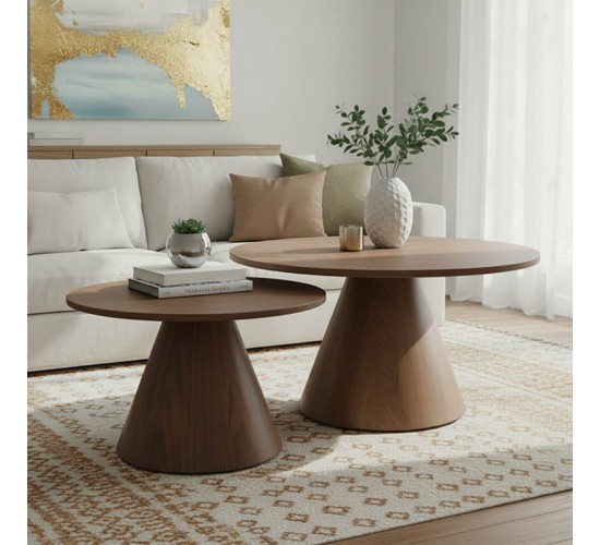 Tραπέζια σαλονιού Donda  mdf σετ 2τεμ. καρυδί Υλικό: MDF covered paper 029-000423