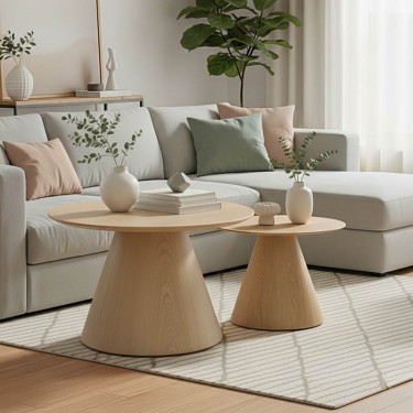 Tραπέζια σαλονιού Donda mdf μέταλλο σετ 2τεμ. sonoma Υλικό: MDF covered paper - Metal 029-000424