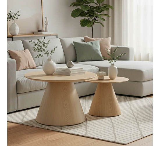 Tραπέζια σαλονιού Donda  mdf σετ 2τεμ. sonoma Υλικό: MDF covered paper 029-000424