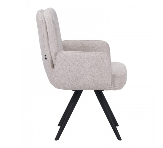 Πολυθρόνα περιστρεφόμενη Novo ύφασμα λευκό μπουκλε-πόδια μαύρο μεταλλικό 65.5x60x90εκ Υλικό: boucle FABRIC - METAL 029-000428