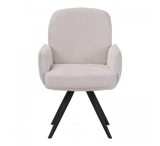 Πολυθρόνα περιστρεφόμενη Novo ύφασμα λευκό μπουκλε-πόδια μαύρο μεταλλικό 65.5x60x90εκ Υλικό: boucle FABRIC - METAL 029-000428