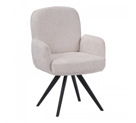 Πολυθρόνα περιστρεφόμενη Novo ύφασμα λευκό μπουκλε-πόδια μαύρο μεταλλικό 65.5x60x90εκ Υλικό: boucle FABRIC - METAL 029-000428