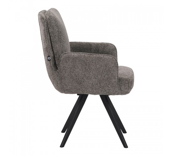 Πολυθρόνα περιστρεφόμενη Novo ύφασμα ανθρακί μπουκλε-πόδια μαύρο μεταλλικό 65.5x60x90εκ Υλικό: boucle FABRIC - METAL 029-000429