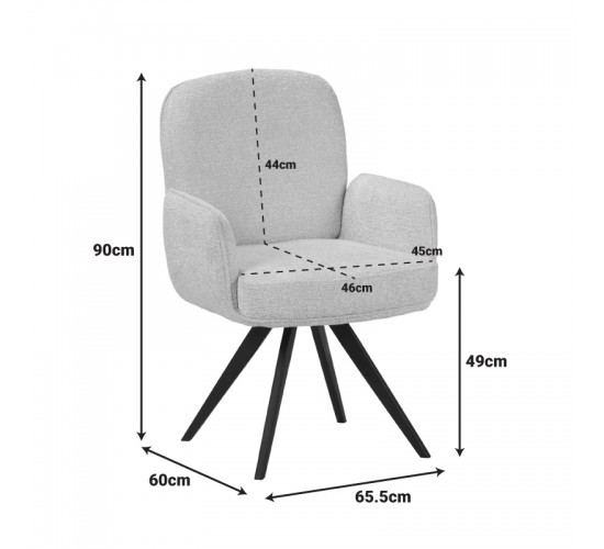 Πολυθρόνα περιστρεφόμενη Novo ύφασμα ανθρακί μπουκλε-πόδια μαύρο μεταλλικό 65.5x60x90εκ Υλικό: boucle FABRIC - METAL 029-000429