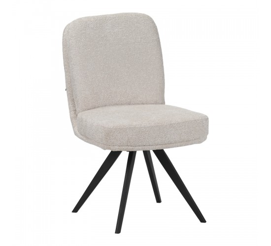 Καρέκλα περιστρεφόμενη Novo ύφασμα λευκό μπουκλε-πόδια μαύρο μεταλλικό 65.5x50x90εκ Υλικό: boucle FABRIC - METAL 029-000430