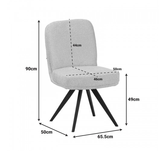 Καρέκλα περιστρεφόμενη Novo ύφασμα ανθρακί μπουκλε-πόδια μαύρο μεταλλικό 65.5x50x90εκ Υλικό: boucle FABRIC - METAL 029-000431