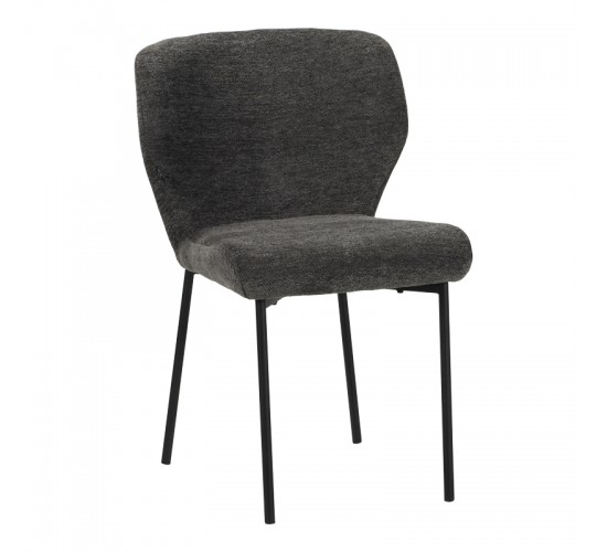 Καρέκλα Mavier ύφασμα γκρι-πόδια μαύρο μεταλλικό 48x61.5x82εκ Υλικό: boucle FABRIC - METAL 029-000433