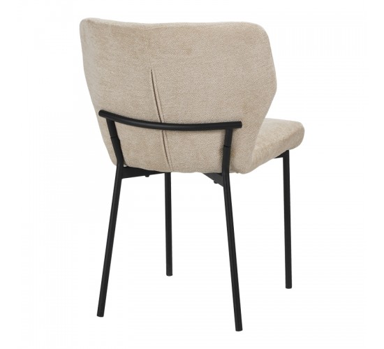 Καρέκλα Mavier ύφασμα μπεζ-πόδια μαύρο μεταλλικό 48x61.5x82εκ Υλικό: boucle FABRIC - METAL 029-000434