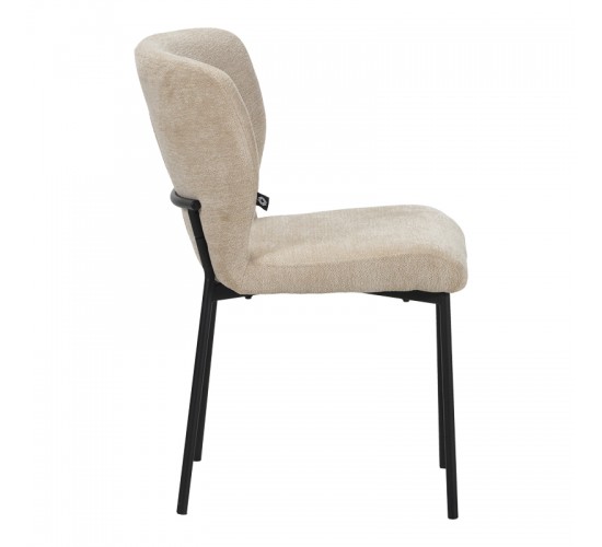 Καρέκλα Mavier ύφασμα μπεζ-πόδια μαύρο μεταλλικό 48x61.5x82εκ Υλικό: boucle FABRIC - METAL 029-000434