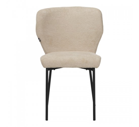 Καρέκλα Mavier ύφασμα μπεζ-πόδια μαύρο μεταλλικό 48x61.5x82εκ Υλικό: boucle FABRIC - METAL 029-000434