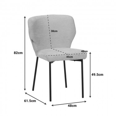 Καρέκλα Mavier γκρι μπεζ ύφασμα με πόδια μαύρο μεταλλικό 48x61.5x82εκ Υλικό: boucle FABRIC - METAL 029-000434