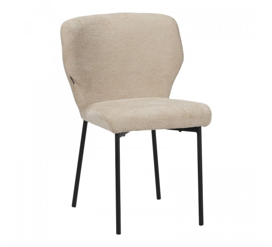 Καρέκλα Mavier ύφασμα μπεζ-πόδια μαύρο μεταλλικό 48x61.5x82εκ Υλικό: boucle FABRIC - METAL 029-000434