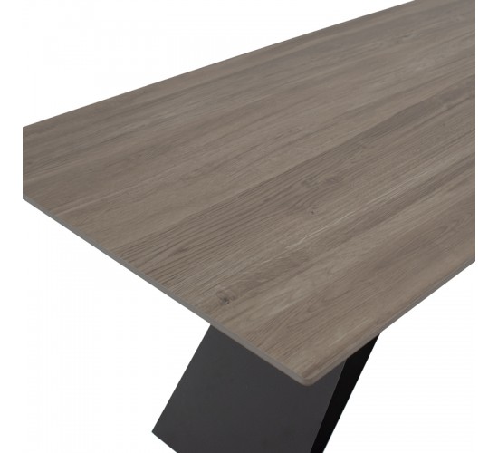Τραπέζι Sabrina sintered stone καρυδί-μαύρο 180x90x75εκ Υλικό: 12mm sintered stone - METAL 029-000461