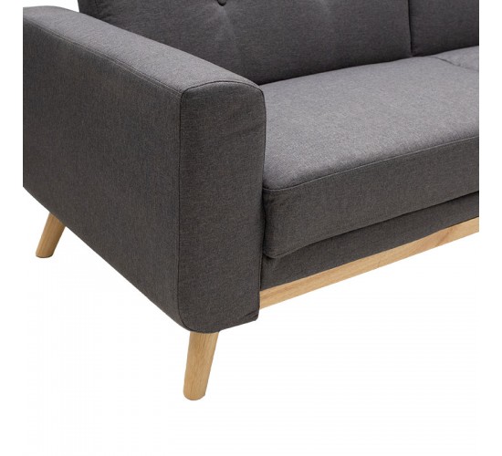 Καναπές-κρεβάτι Carmelo με γκρι ύφασμα 214x80x86εκ Υλικό: WOOD.FABRIC 035-000034