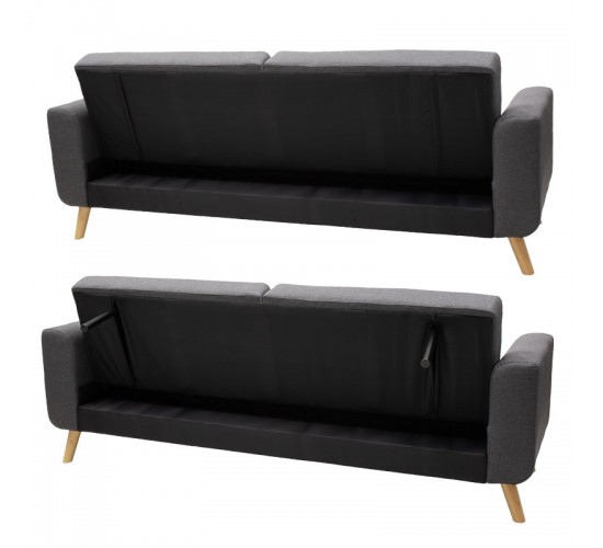 Καναπές-κρεβάτι Carmelo με γκρι ύφασμα 214x80x86εκ Υλικό: WOOD.FABRIC 035-000034