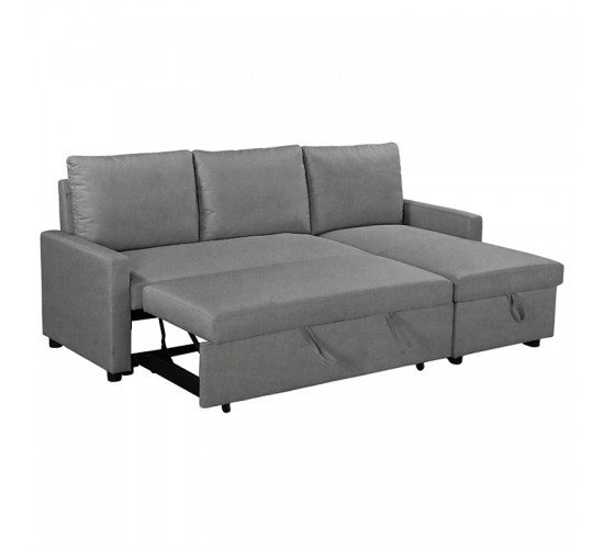 Γωνιακός καναπές κρεβάτι Infuse με αποθηκευτικό χώρο με ανθρακί ύφασμα 203x130x88εκ Υλικό: FABRIC 035-000064