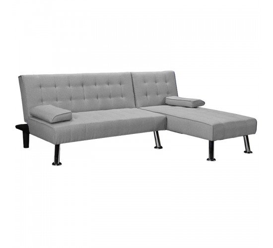 Γωνιακός καναπές-κρεβάτι αριστερή γωνία Brisk γκρι ύφασμα 200x146x75εκ Υλικό: FABRIC -  BEDS 035-000069