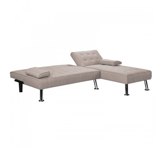 Γωνιακός καναπές-κρεβάτι αριστερή γωνία Brisk καφέ-γκρι ύφασμα 200x146x75εκ Υλικό: FABRIC 035-000070