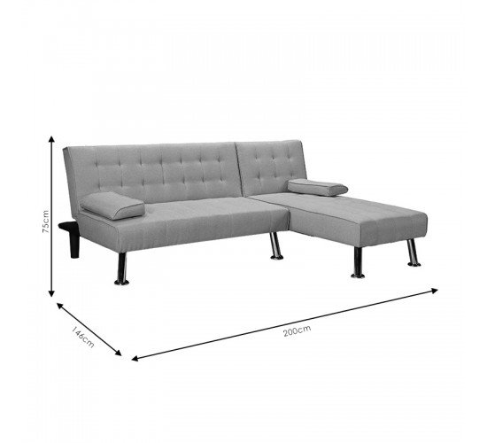 Γωνιακός καναπές-κρεβάτι αριστερή γωνία Brisk καφέ-γκρι ύφασμα 200x146x75εκ Υλικό: FABRIC 035-000070