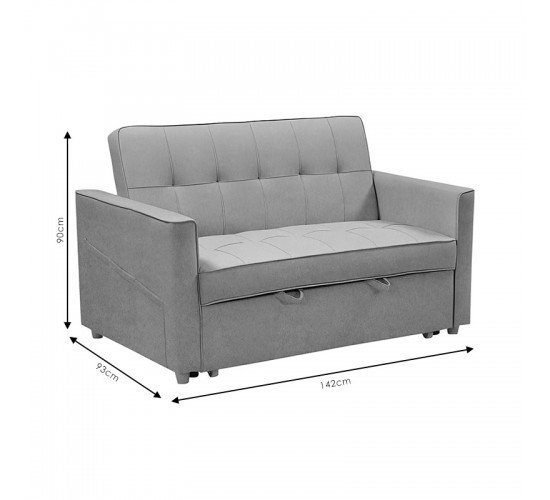 Καναπές-κρεβάτι Commit 2θέσιος ύφασμα ανθρακί 142x93x90εκ Υλικό: FABRIC 035-000072