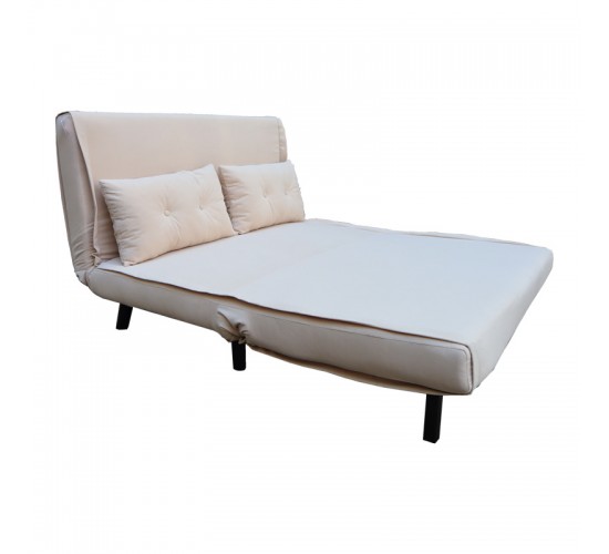 Καναπές-κρεβάτι Josuane διθέσιος μπεζ βελούδο και ξύλινο πόδι σε φυσική απόχρωση 122x80x81εκ Υλικό: VELVET - WOOD-Metal frame 035-000102