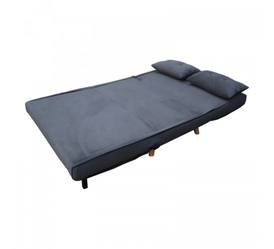 Καναπές-κρεβάτι Josuane διθέσιος γκρι βελούδο και ξύλινο πόδι σε φυσική απόχρωση 122x80x81εκ Υλικό: VELVET - WOOD- METAL FRAME 035-000103