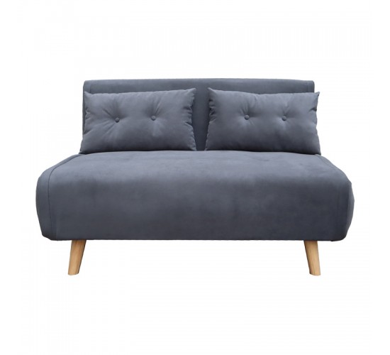 Καναπές-κρεβάτι Josuane διθέσιος γκρι βελούδο και ξύλινο πόδι σε φυσική απόχρωση 122x80x81εκ Υλικό: VELVET - WOOD- METAL FRAME 035-000103
