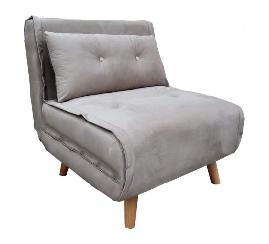 Πολυθρόνα-κρεβάτι Josuane I βελούδο σε γκρι απόχρωση 78x80x81εκ Υλικό: VELVET  WOOD LEGS -WOOD FRAME 035-000110