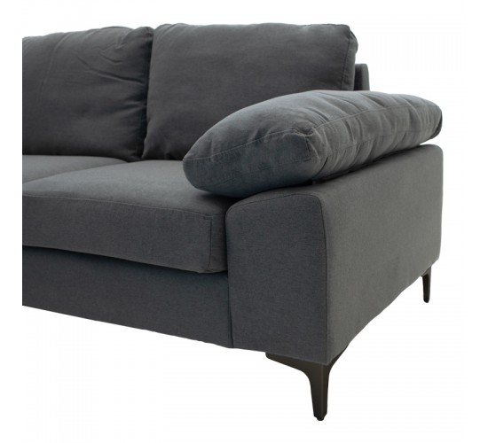 Γωνιακός καναπές Cohen με δεξιά γωνία ύφασμα σε ανθρακί απόχρωση-πόδι μαύρο μέταλλο 240x159x83εκ Υλικό: FABRIC - METAL - FOAM - WOOD FRAME 035-000111