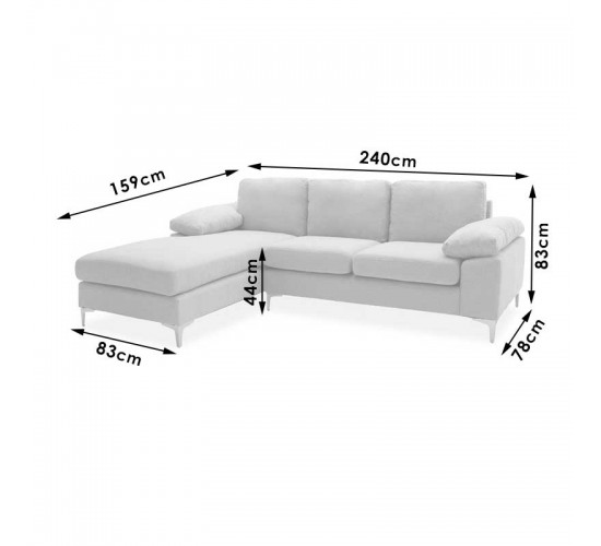 Γωνιακός καναπές Cohen με δεξιά γωνία ύφασμα σε ανθρακί απόχρωση-πόδι μαύρο μέταλλο 240x159x83εκ Υλικό: FABRIC - METAL - FOAM - WOOD FRAME 035-000111