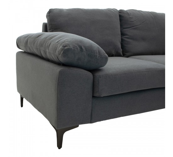 Γωνιακός καναπές Cohen με αριστερή γωνία ύφασμα σε ανθρακί απόχρωση-πόδι μαύρο μέταλλο 240x159x83εκ Υλικό: FABRIC - METAL - FOAM - WOOD FRAME 035-000112