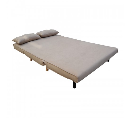 Καναπές-κρεβάτι Josuane I διθέσιος μπεζ ύφασμα και ξύλινο πόδι σε φυσική απόχρωση 122x80x81εκ Υλικό: FABRIC - WOOD 035-000113