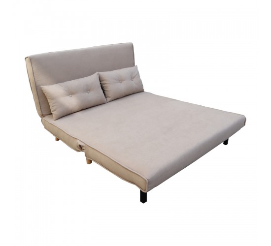 Καναπές-κρεβάτι Josuane I διθέσιος μπεζ ύφασμα και ξύλινο πόδι σε φυσική απόχρωση 122x80x81εκ Υλικό: FABRIC - WOOD 035-000113