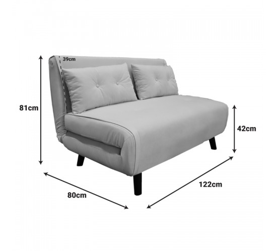 Καναπές-κρεβάτι Josuane I διθέσιος μπεζ ύφασμα και ξύλινο πόδι σε φυσική απόχρωση 122x80x81εκ Υλικό: FABRIC - WOOD 035-000113