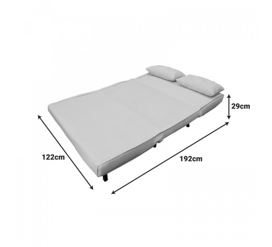 Καναπές-κρεβάτι Josuane I διθέσιος μπεζ ύφασμα και ξύλινο πόδι σε φυσική απόχρωση 122x80x81εκ Υλικό: FABRIC - WOOD 035-000113