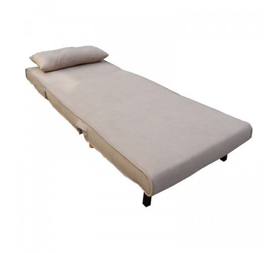 Πολυθρόνα-κρεβάτι Josuane I μπεζ ύφασμα και ξύλινο πόδι σε φυσική απόχρωση 77x80x81εκ Υλικό: FABRIC - WOOD 035-000114