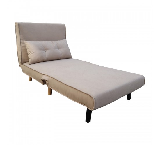 Πολυθρόνα-κρεβάτι Josuane I μπεζ ύφασμα και ξύλινο πόδι σε φυσική απόχρωση 77x80x81εκ Υλικό: FABRIC - WOOD 035-000114