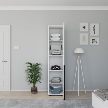 Ντουλάπα στήλη Oryana με ράφια σε λευκή diamont απόχρωση 45x62x210εκ Υλικό: particle board 039-000197