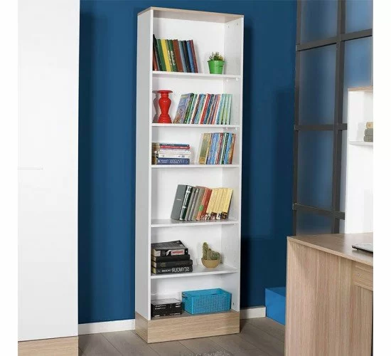 Βιβλιοθήκη Bator σε λευκό- oak χρώμα 60x26x197εκ Υλικό: particle board 039-000204 Βιβλιοθήκη Bator σε λευκό- oak χρώμα 60x26x197εκ Υλικό: particle board 039-000204