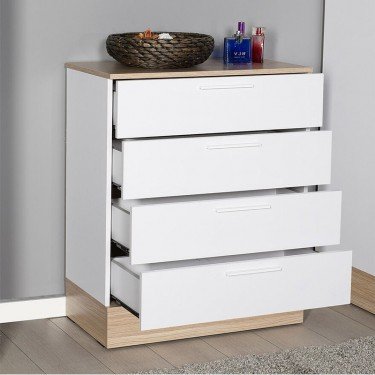 Συρταριέρα Pelita σε λευκή-oak απόχρωση 72x40x88εκ Υλικό: PARTICLE BOARD 039-000209