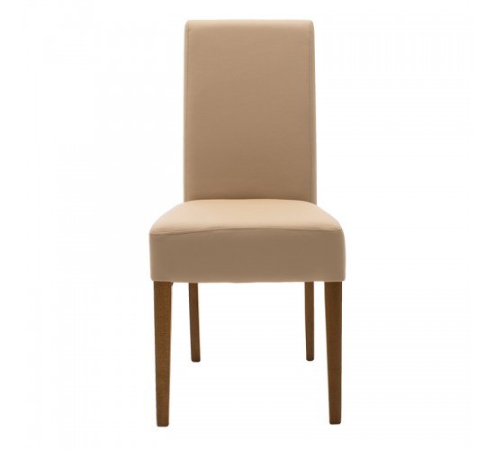 Καρέκλα Ditta PU μόκα-πόδι μασίφ ξύλο καρυδί Υλικό: PU - SOLID WOOD BEECH 047-000031