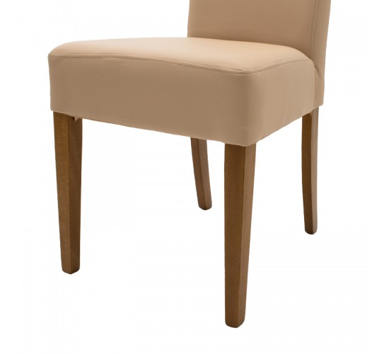 Καρέκλα Ditta PU μόκα-πόδι μασίφ ξύλο καρυδί Υλικό: PU - SOLID WOOD BEECH 047-000031