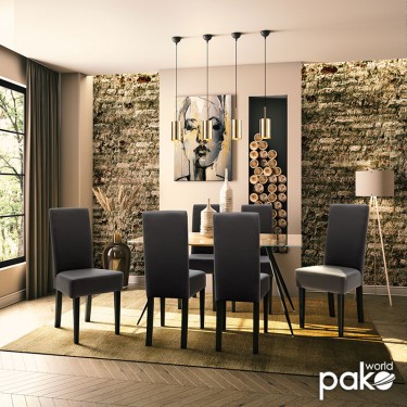 Καρέκλα Ditta PU ανθρακί-πόδι μασίφ ξύλο wenge Υλικό: PU - SOLID WOOD BEECH 047-000035